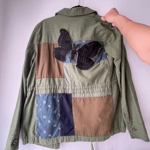 XS Anthropologie Green Butterfly Farmer's Patch Jacket (MSRP $128)
